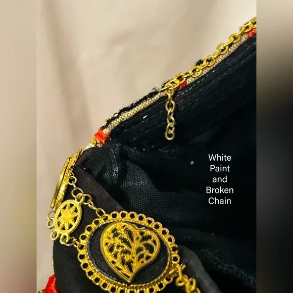 Queen Of Hearts Costume Sz S Handmade Red Gold Gown Alice In Wonderland Cosplay - Picture 11 of 16